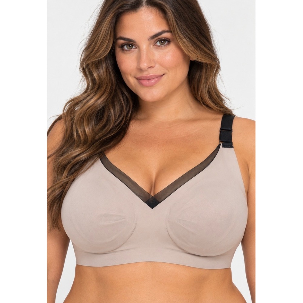 Honeylove Crossover Bra Womens 2X Sand Wireless Supportive LWBR0302-2
